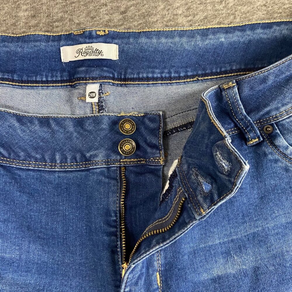 Royalty For Me Womens Plus Size 24W Blue Skinny Jeans Stretch Denim Skinny Leg - Picture 5 of 7